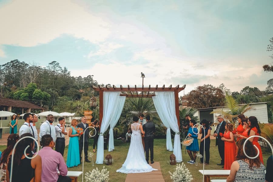 A wedding ceremony with family and friends